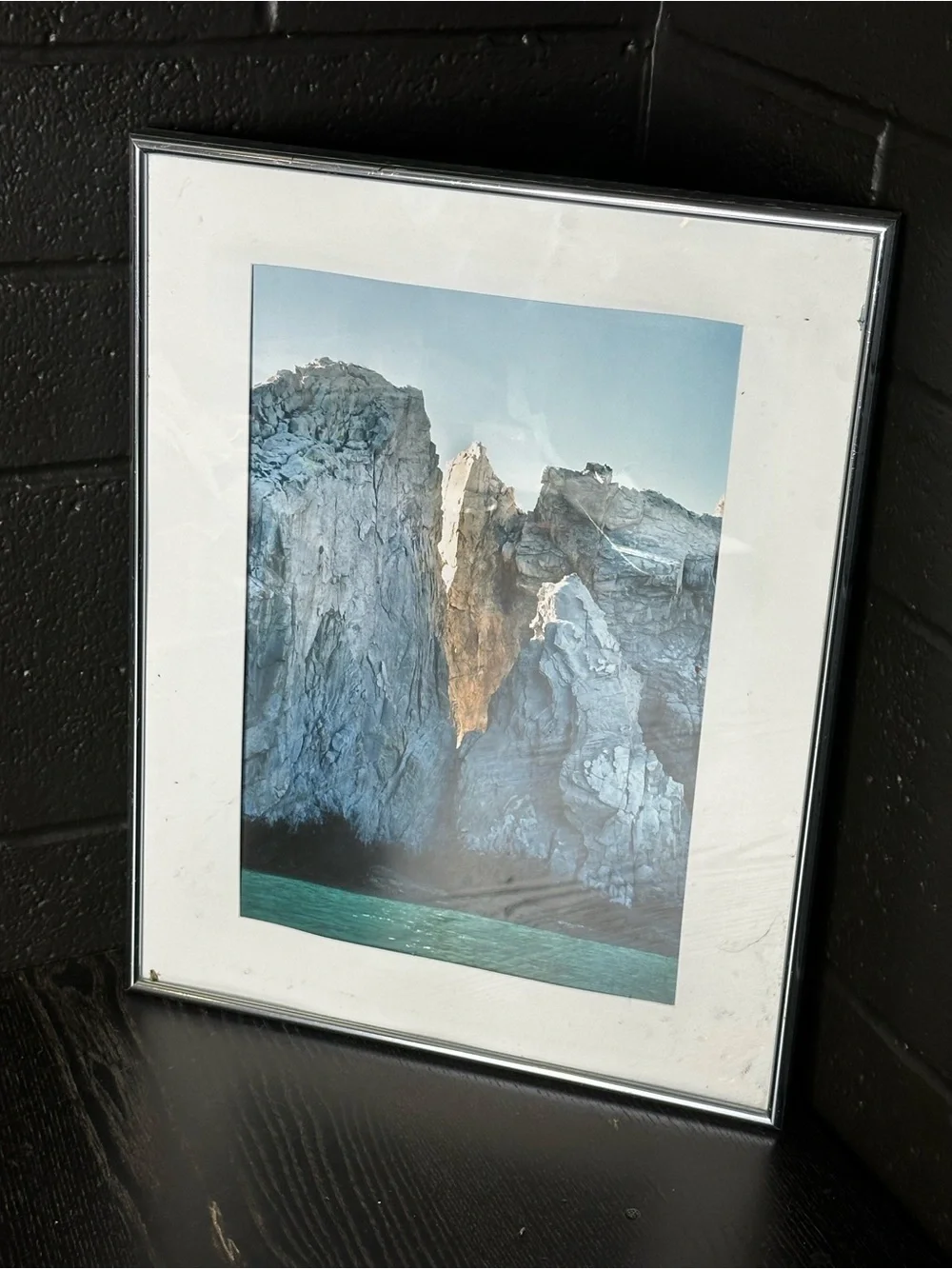 Framed Coastal Landscape Art Print in Silver 14x17.5